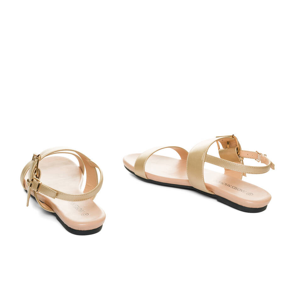 Gold faux leather flat sandals 