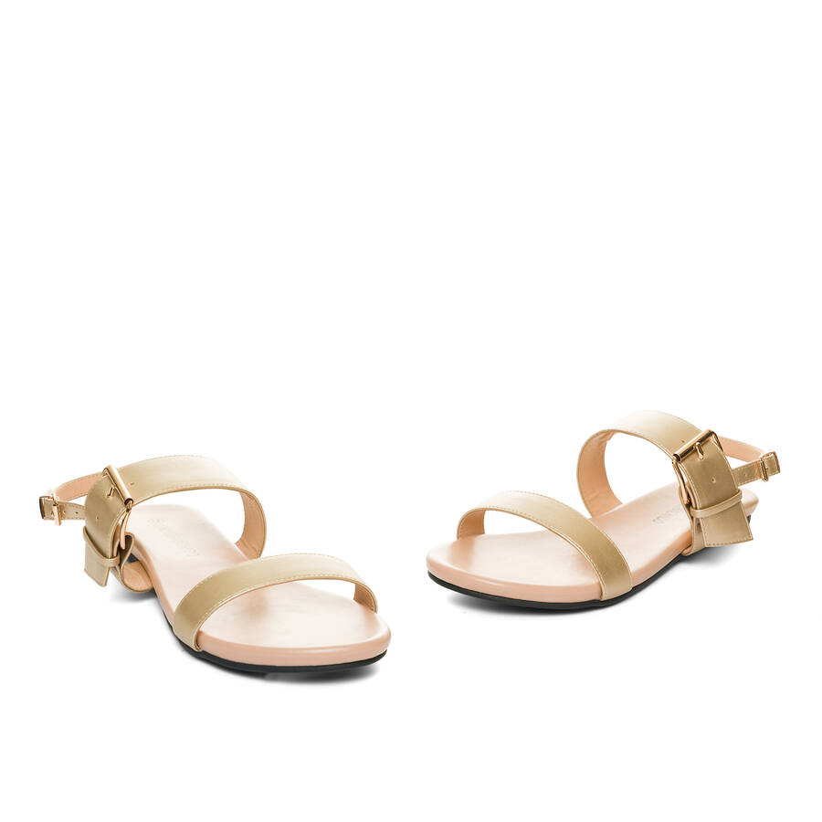 Gold faux leather flat sandals 