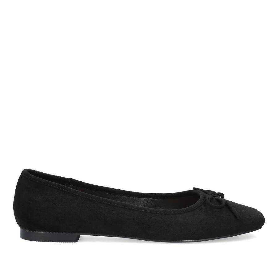 Flat ballerinas in black faux suede 