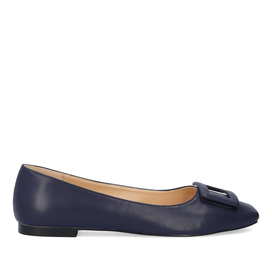 Flat ballerinas in navy faux leather 