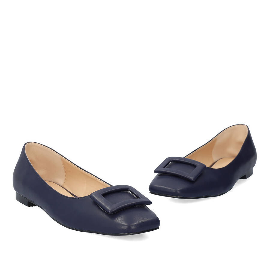 Flat ballerinas in navy faux leather 