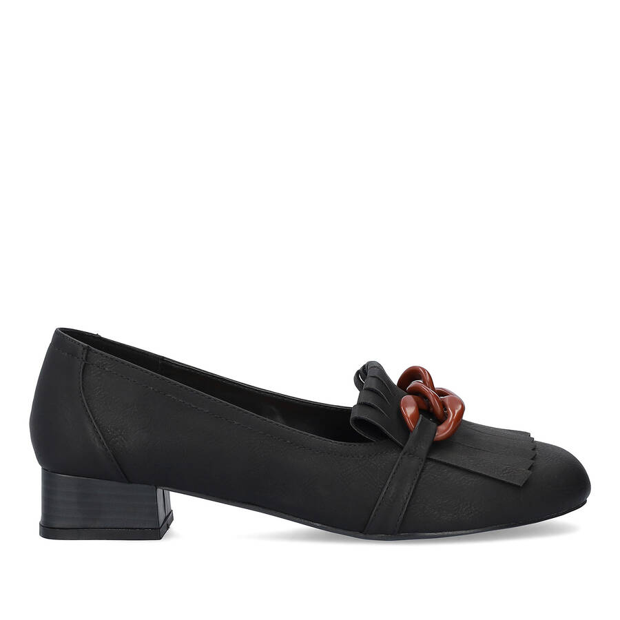 Black embossed faux leather shoes 