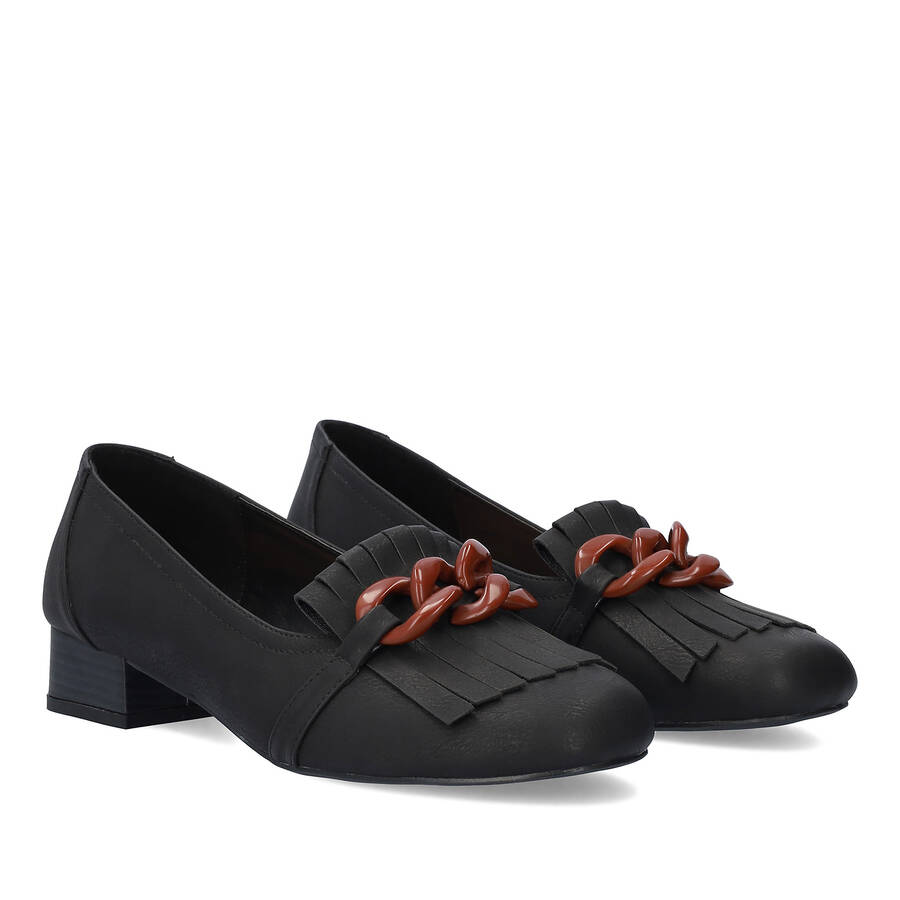 Black embossed faux leather shoes 