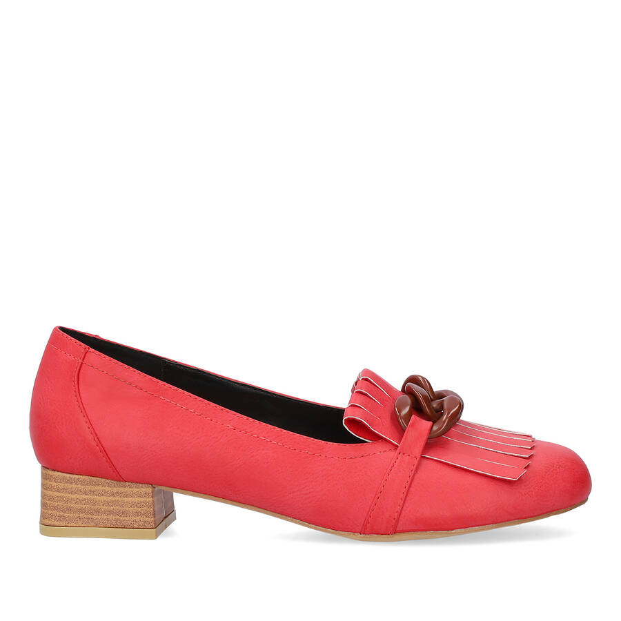 Red embossed faux leather shoes 