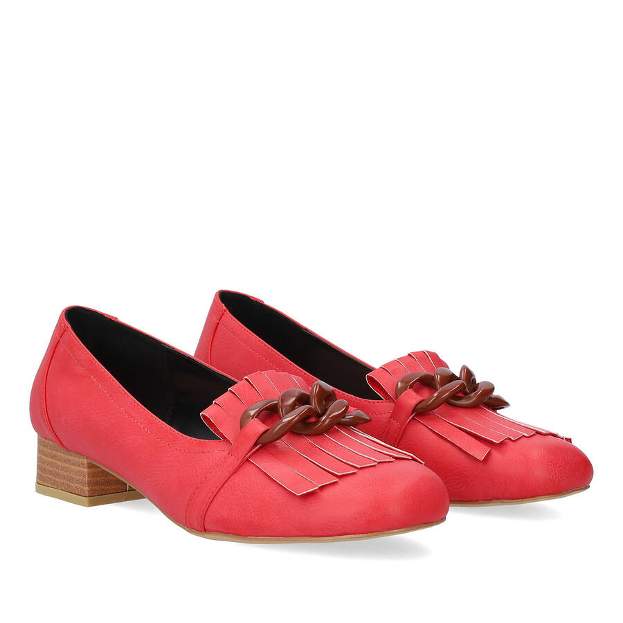 Red embossed faux leather shoes 