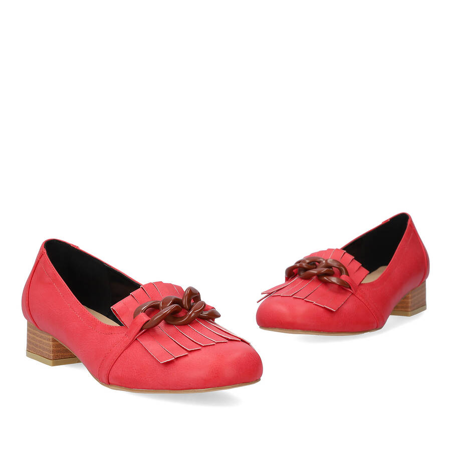 Red embossed faux leather shoes 