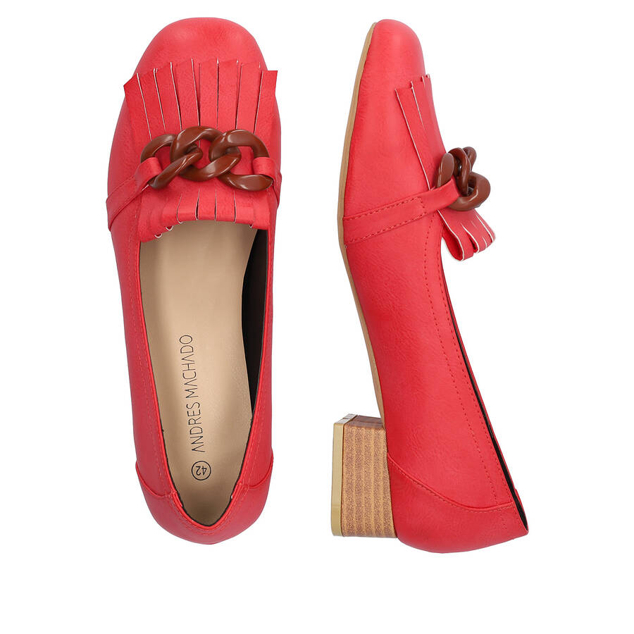 Red embossed faux leather shoes 