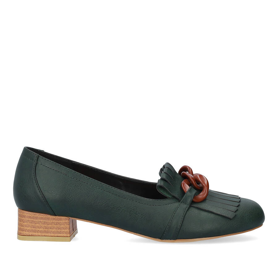 Green embossed faux leather shoes 