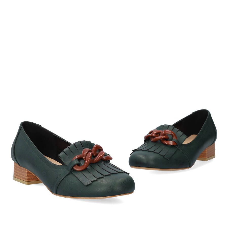 Green embossed faux leather shoes 