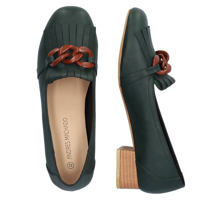 Green embossed faux leather shoes 