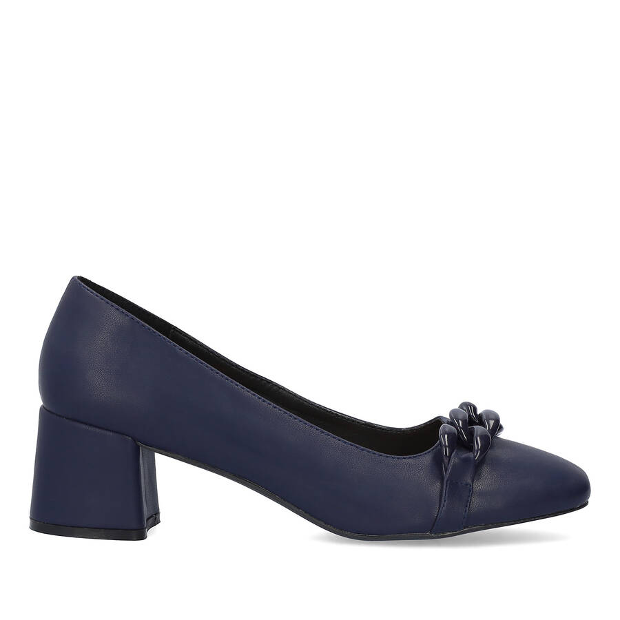 Heeled shoes in navy faux leather 