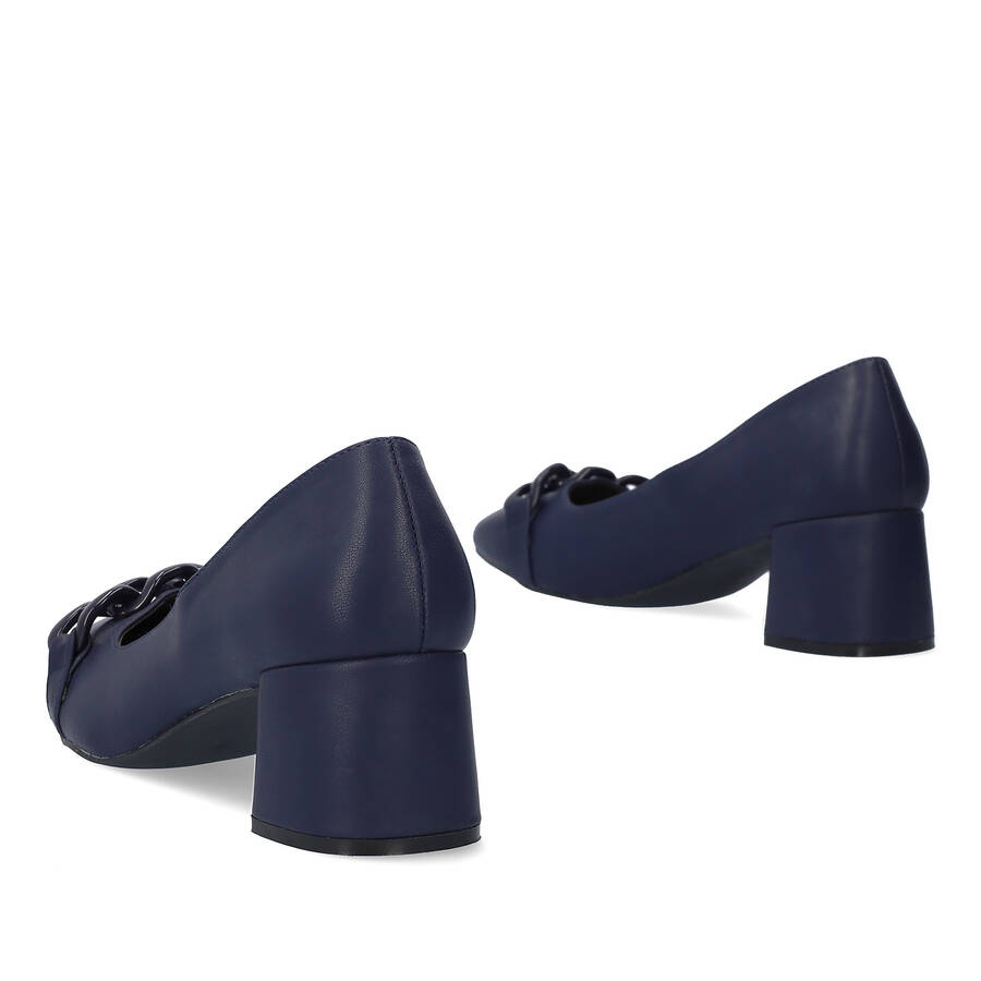 Heeled shoes in navy faux leather 