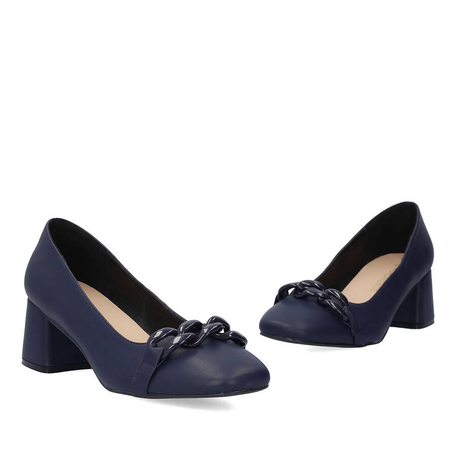 Heeled shoes in navy faux leather 