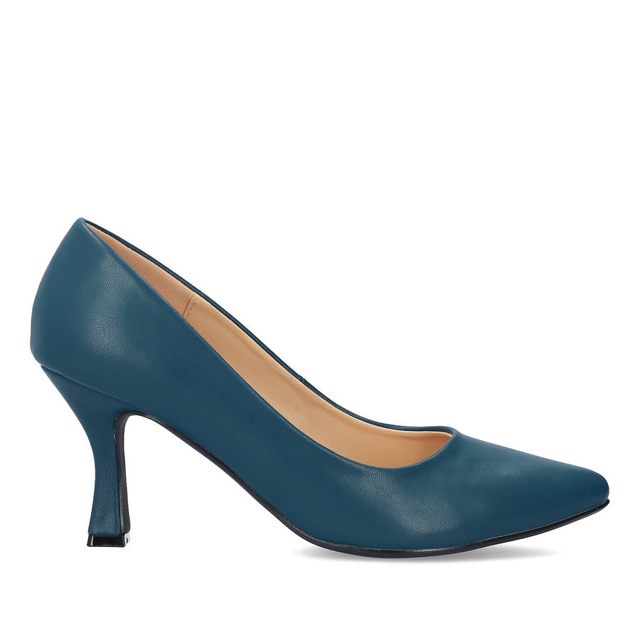 Heeled shoes in blue faux leather 