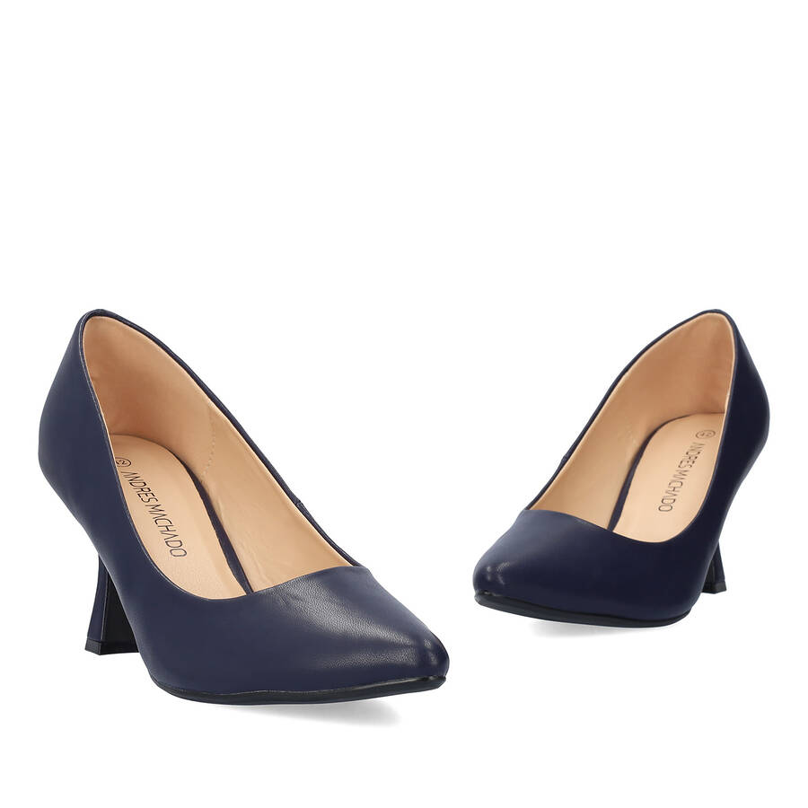 Heeled shoes in navy faux leather 