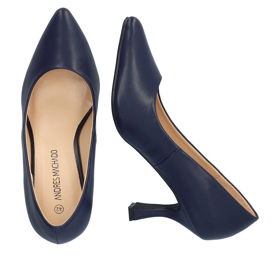 Heeled shoes in navy faux leather 