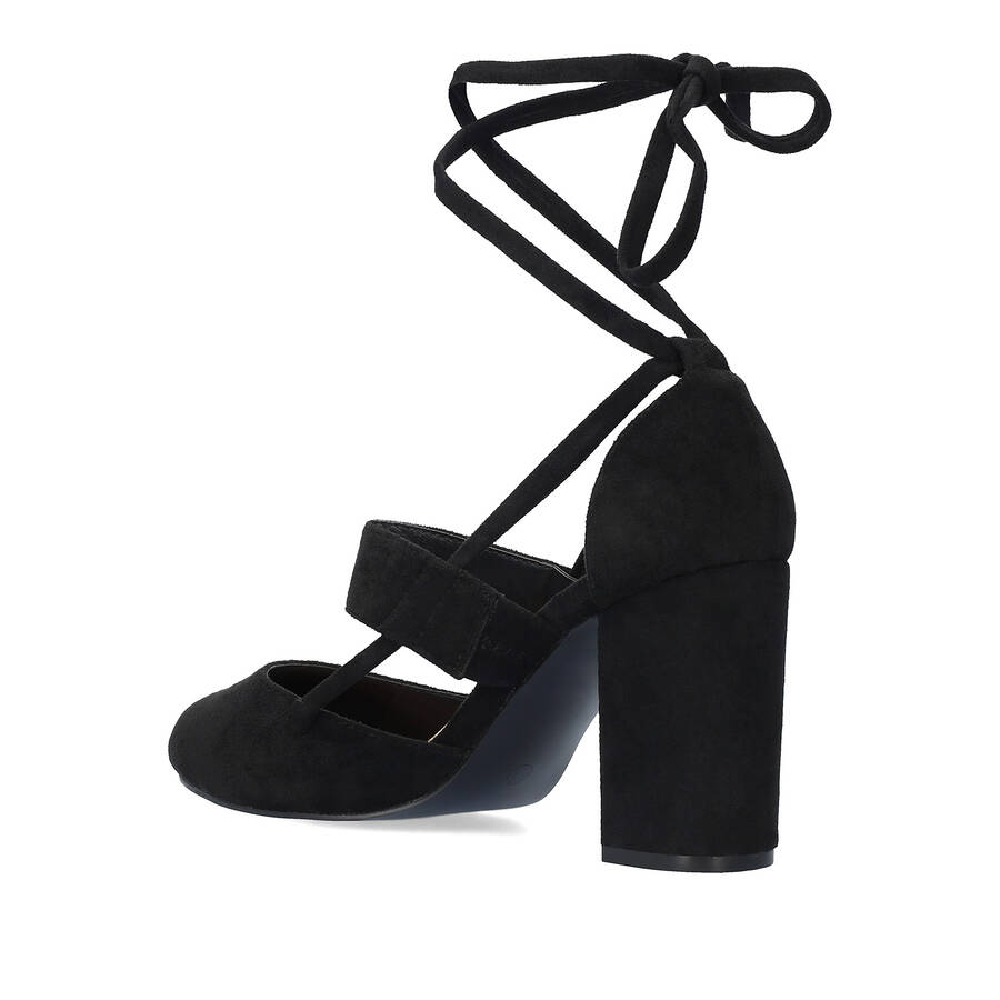 Heeled shoes in black faux suede 