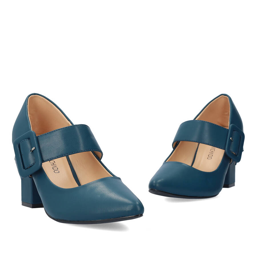 Chaussures en simili cuir bleu 