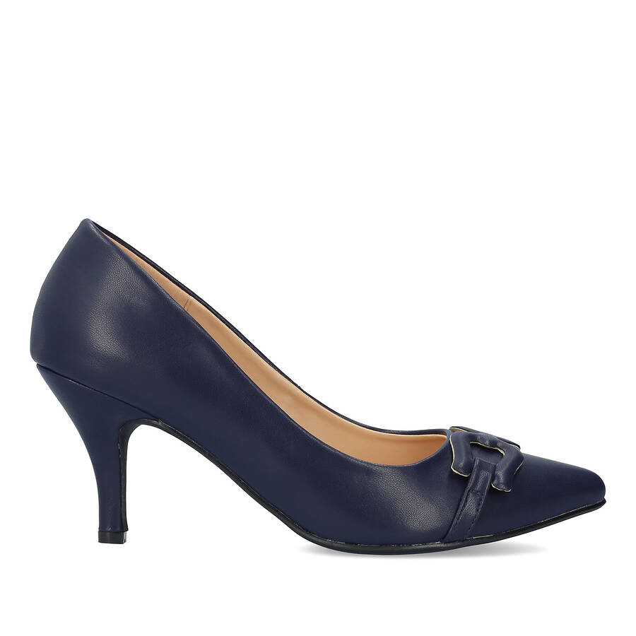 Pumps aus Lederimitat in Marineblau 