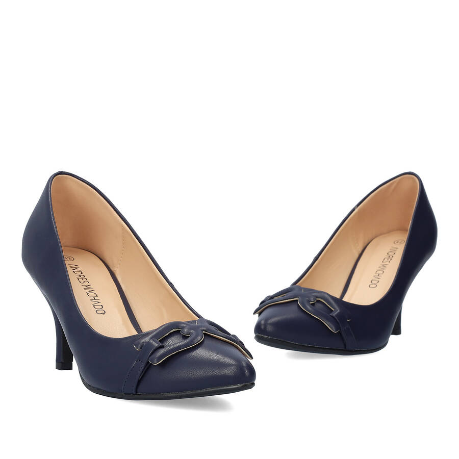 Pumps aus Lederimitat in Marineblau 