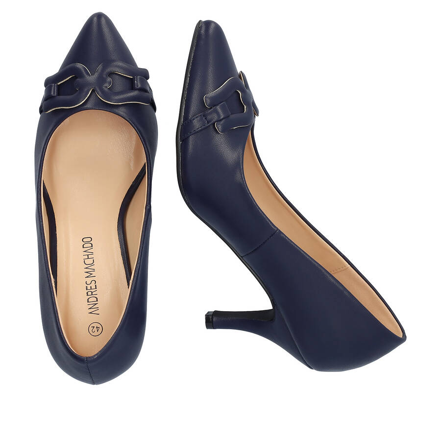 Pumps aus Lederimitat in Marineblau 