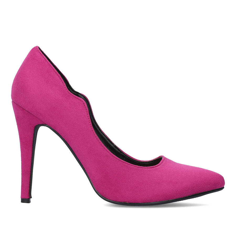 Escarpins pointe fine en suédine fuchsia 