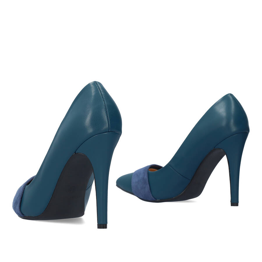 Fine tip stilettos in blue faux leather 