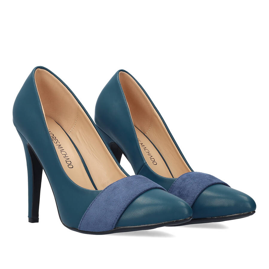 Fine tip stilettos in blue faux leather 