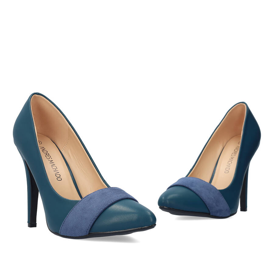 Fine tip stilettos in blue faux leather 