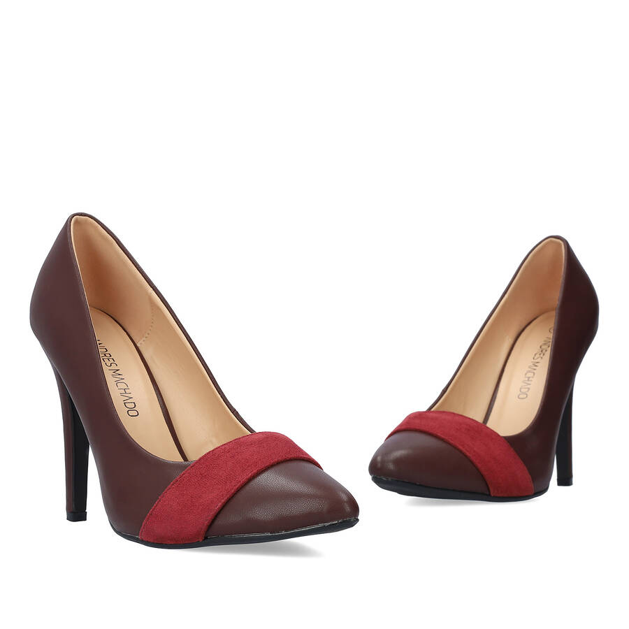 Fine tip stilettos in burgundy faux leather 