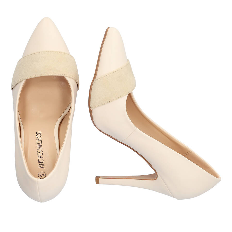 Fine tip stilettos in off white faux leather 