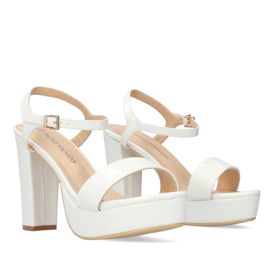 High Heeled Croc Soft White sandal 