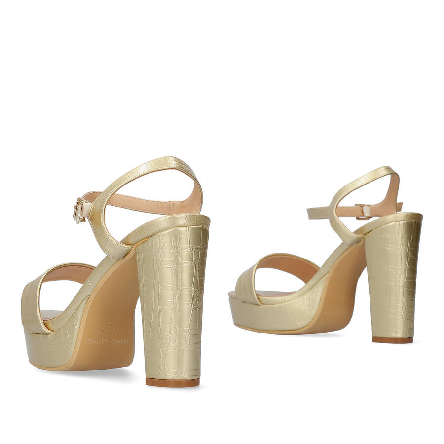 High Heeled Croc Soft Golden sandal 