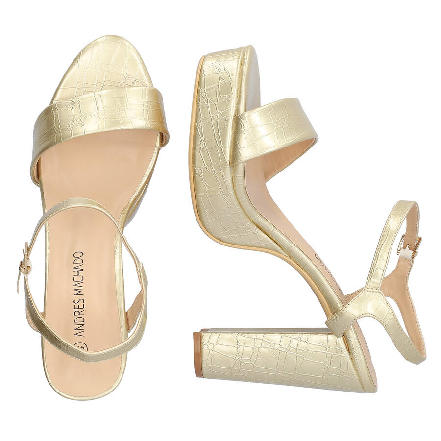 High Heeled Croc Soft Golden sandal 