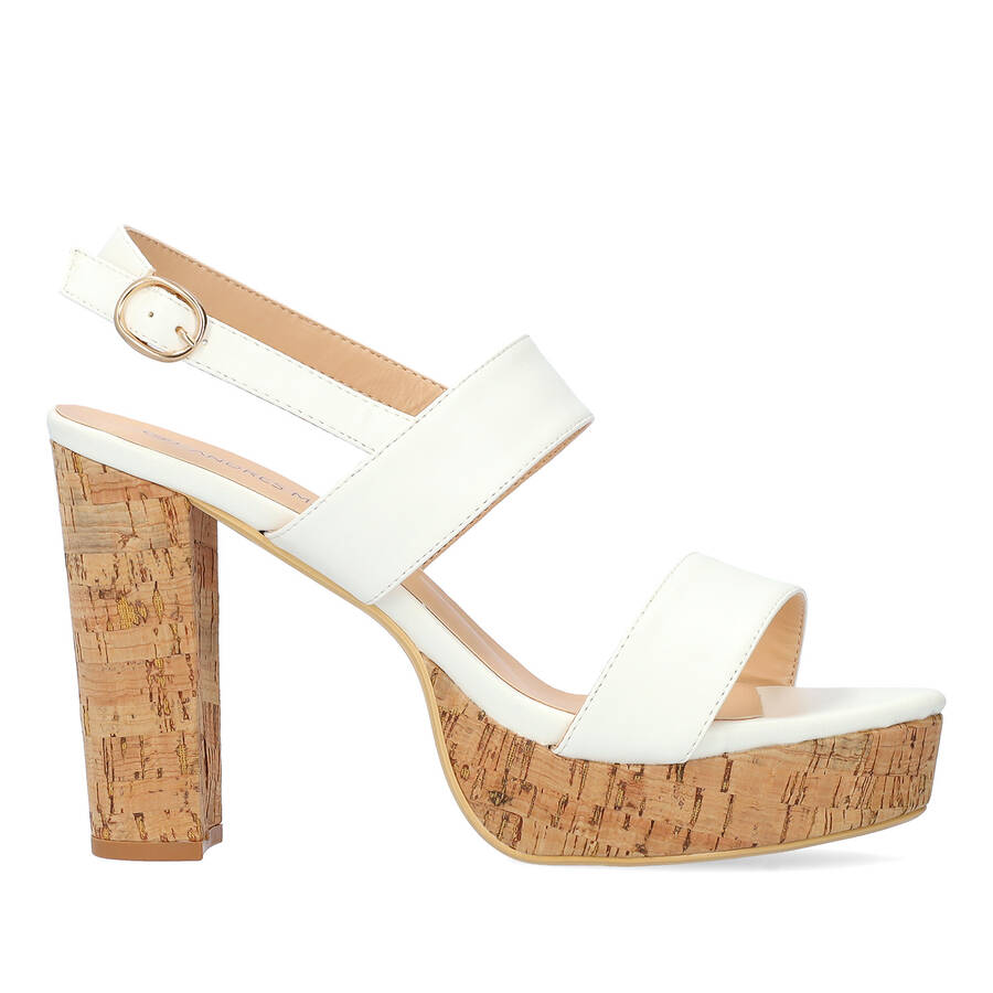 Soft White high heeled sandals 