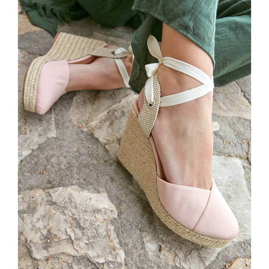 Beige fabric espadrille with jute wedge 