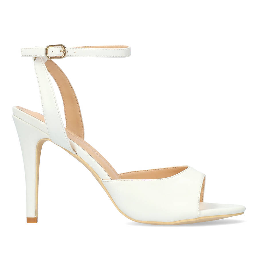 White soft color high-heeled sandals 