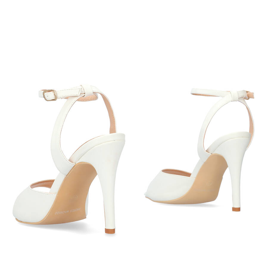 White soft color high-heeled sandals 