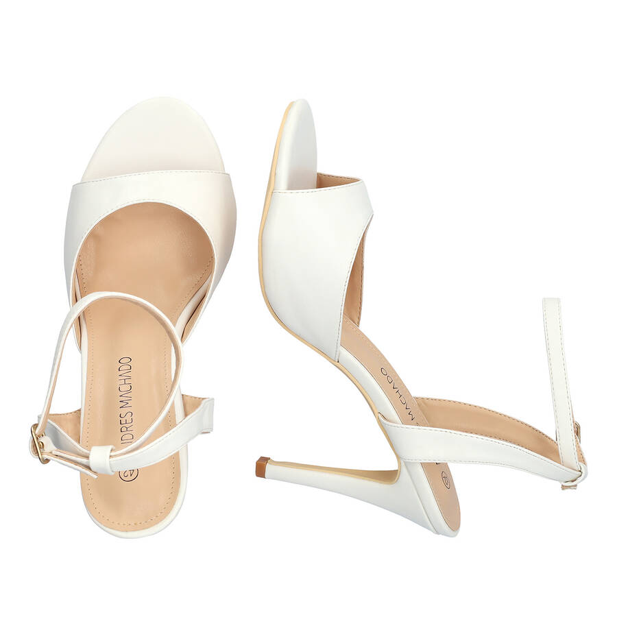 White soft color high-heeled sandals 