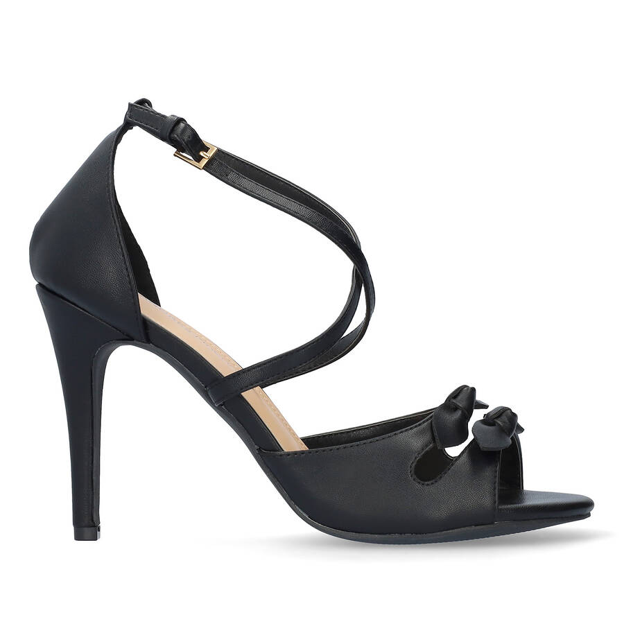 Black soft color high-heeled sandals 