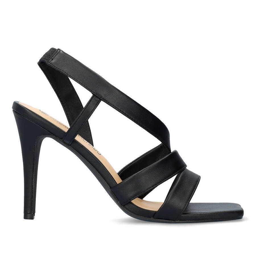 Black soft color high-heeled sandals 