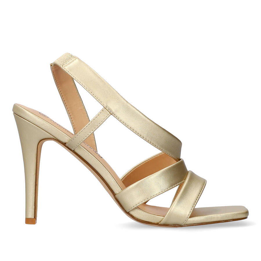 Gold soft color high-heeled sandals 