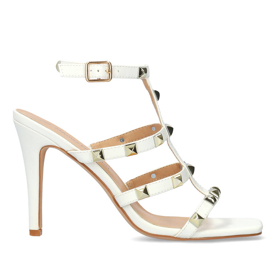 Soft white coloured hig heels sandals 