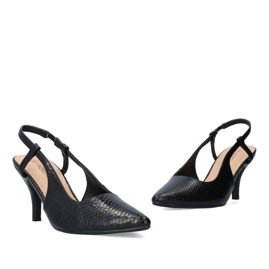 Backless Snake Black pump 