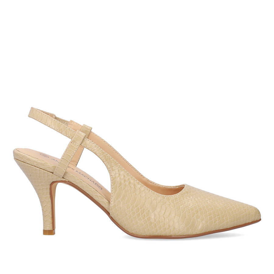 Backless Snake beige pump 