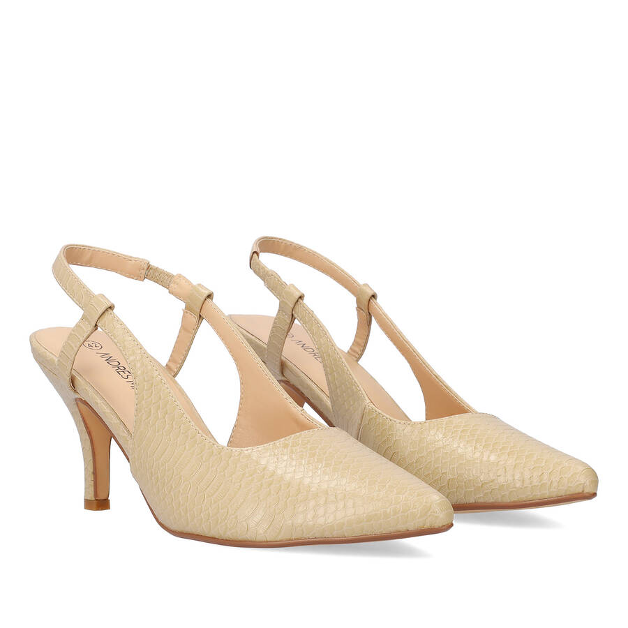 Backless Snake beige pump 