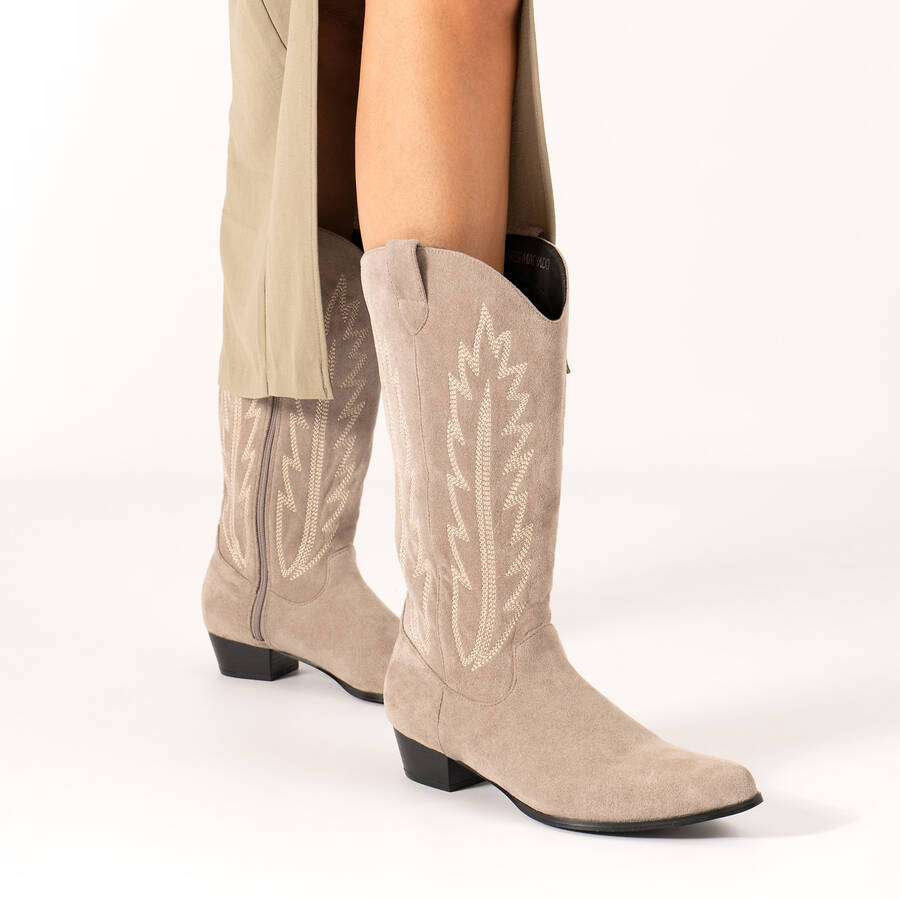 Brown suede cowboy boots 