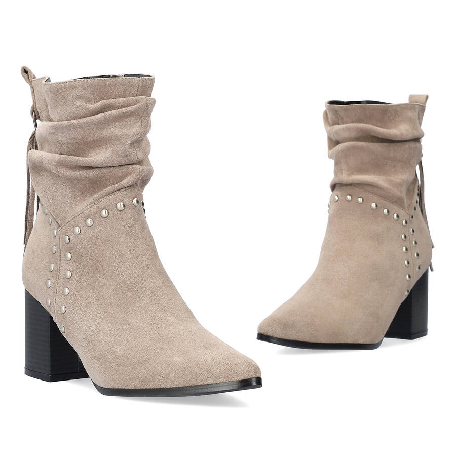 Grey faux suede cowboy high boots 