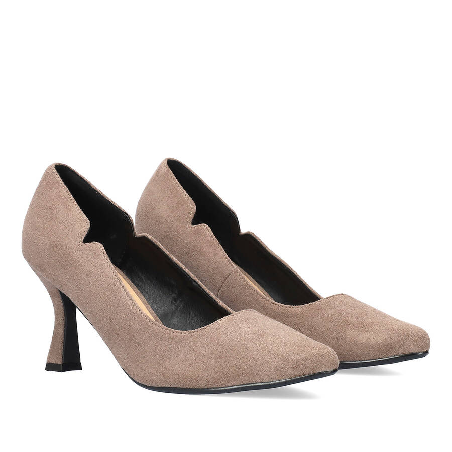 Kitten Heeled pumps in faux grey suede 