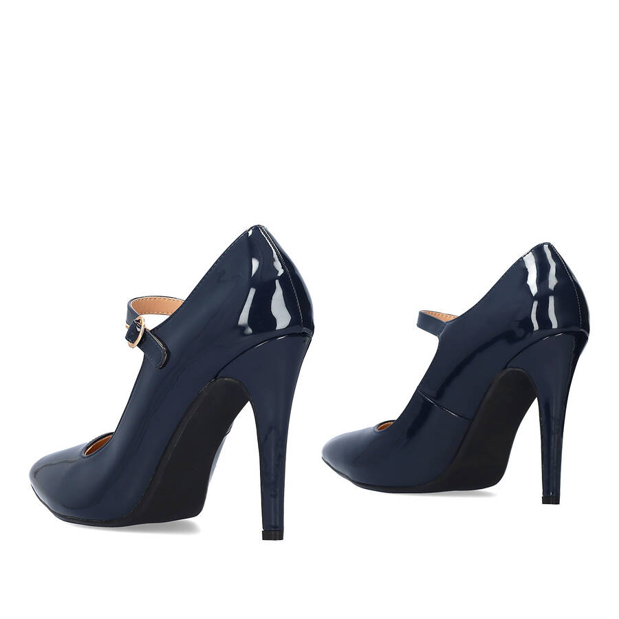 Navy soft patent heeled Mary Jane 